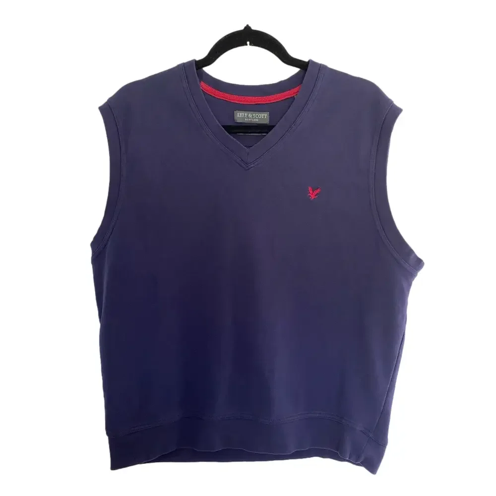 LYLE & SCOT SCOTLAND 100% Combed Cotton Navy and Red Sweater Vest Men’s Sz M - Picture 1 of 6